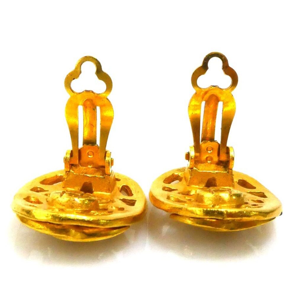 CHANEL Authentic Gold Logo Earrings - Picture 4 of 5